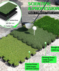 Tri Turf Golf Hitting Mat With Thick EVA Foam Base And Tri Turf Tiles showing different grass types for practice.
