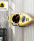 Heavy Duty Garage Storage Hooks 120 Lb Capacity Wall Mounted Rack for kayaks, holding a kayak on a wall in garage