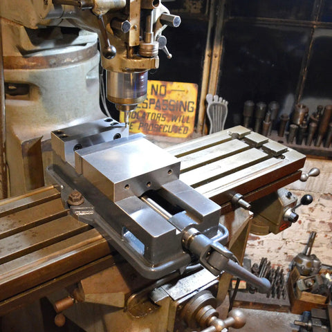 Heavy Duty 6 Inch Milling Machine Vise Crafted From Tough Ductile Iron With Hardened Steel Smooth Jaws on milling machine.
