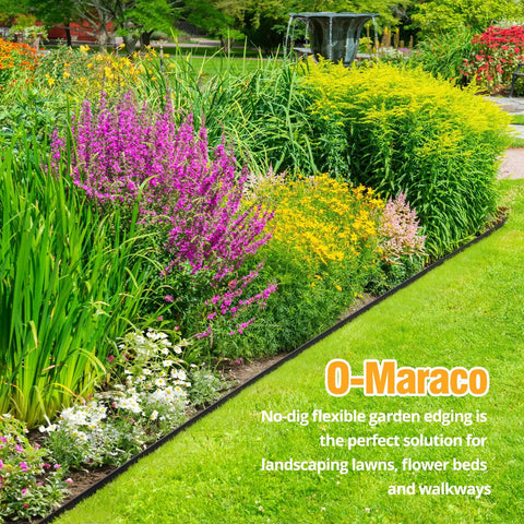 Heavy Duty 33 Foot Landscape Edging No Dig Plastic Garden Border Two Inch Tall Strong Border With 30 Anchoring Spikes