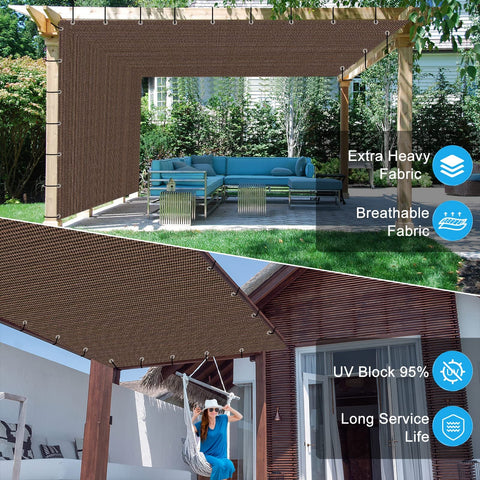 Sun Shade Cloth 10x12 Ft Shade Fabric With Stainless Reinforced Grommets For Pergolas Patios Decks And Backyards Mocha Color