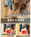 Heavy Hitter 20V Brushless Impact Drill Generating 443 In Lbs Torque And 27000 Ipms 1 2 Inch Keyless Metal Chuck shown in use for drilling.
