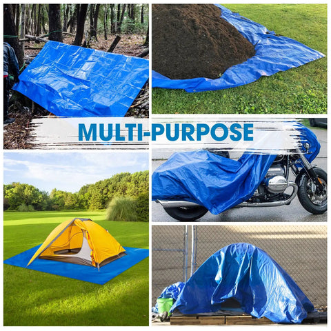 Double-Sided Waterproof Poly Tarp 14x30 Feet 5 Mil Thick Heavy-Duty All-Weather Polyethylene Tarps For Outdoor Use