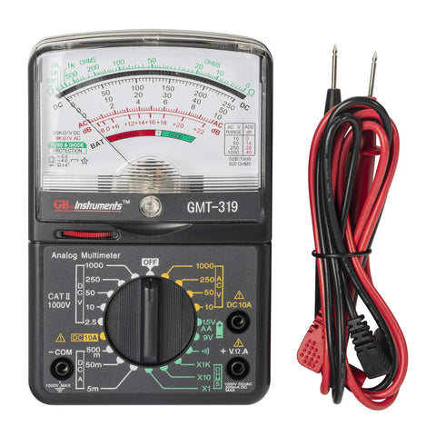 GMT 319 Multimeter Tester For Electric Pros And DIYers, RJ45 And RJ11 Ports, 7 Functions and 19 Ranges, Test Leads Included, Black