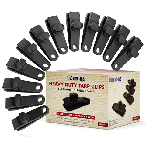 Heavy Duty Tarp Clips With Lock Grip Alligator Clamp For Tough Holding Power Multipurpose Tarp Tie Downs 12 Pack box