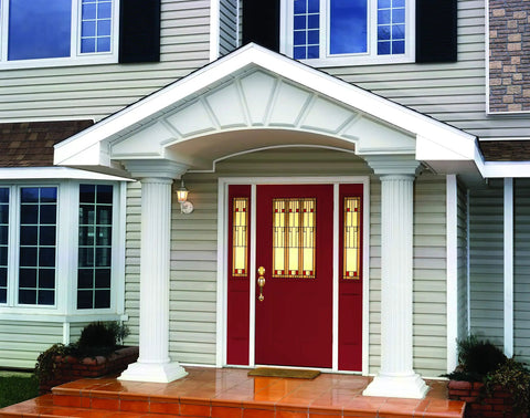 Red front door painted with Hopeful Satin Front Door Paint For Interior Or Exterior Use Water Based Quart Finish Ultra Durable Quick Dry In 1 Hour Never Fade Color Great For Doors And Shutters Covers Up To 100 Sq Ft.