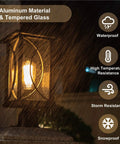 Outdoor Post Light Black Finish Waterproof Pole Lantern Lighting Fixture With Tempered Clear Seeded Glass for durability