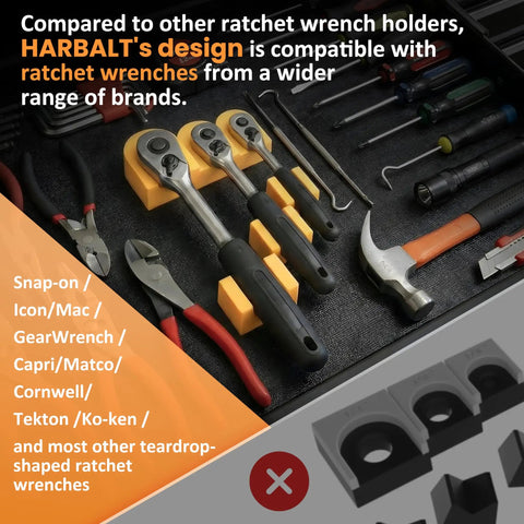 Magnetic Ratchet Organizer Kit 3 Pack Set For Your Toolbox with modular wrench holders in a toolbox