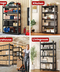 Garage Shelves 4 Tier Metal Storage Rack In Black 63 Inch High By 45 Inch Wide By 16 Inch Deep Heavy Duty Shelving in various rooms