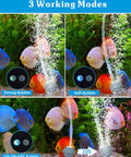 Solar Pond Aerator With 2200mAh Battery Backup, 3 Mode Solar Air Pump For Pond showing strong, soft, and 10s bubble modes.