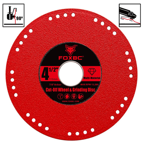 Diamond Cut Off Wheel 4-1/2 Inch For Metal - Multi Purpose Grinding And Cutting Disc For Angle Grinder, 7/8 Inch Arbor, Heavy Duty, 3 Pack