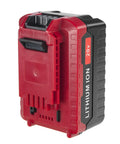 2 Pack 20V Lithium Ion Battery Compatible With Porter Cable 20V Max Power Tools Replacement High Capacity 6 Ah Rechargeable Heavy Duty Knockout Cordless Tool Battery Beefy Build, side view showing red and black design.