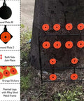 Self Resetting Air Rifle Target With Heavy Duty Metal Frame For Airsoft Rimfire BB Gun Practice against tree outdoors.