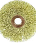 3 Inch Small Diameter Crimped Wire Wheel With 0.014 Inch Brass Fill For Flexible Cleaning And Deburring, 1/2 Inch Arbor