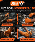 Heavy Duty 8 Mil Nitrile Gloves Chemical Resistant Tear Proof Work Gloves For Mechanics And Gardening 100 Pack visible in industrial tasks.