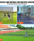 Various settings for 70Ft Heavy Duty Baseball Batting Net For Backyard Practice, Portable Softball Hitting Cage shown in use.