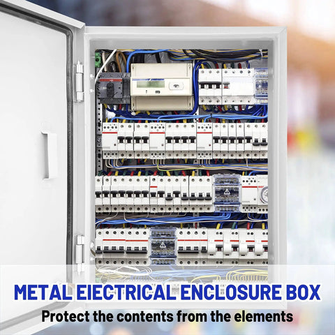 Outdoor Electrical Box Built Tough 12 By 10 By 6 Inch NEMA 4X Steel Enclosure Waterproof Dustproof Lockable Junction Box with wiring