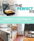 Chill Mint Green MyMini Personal Sandwich Maker Panini Press, compact size, perfect for dorms and small kitchens.