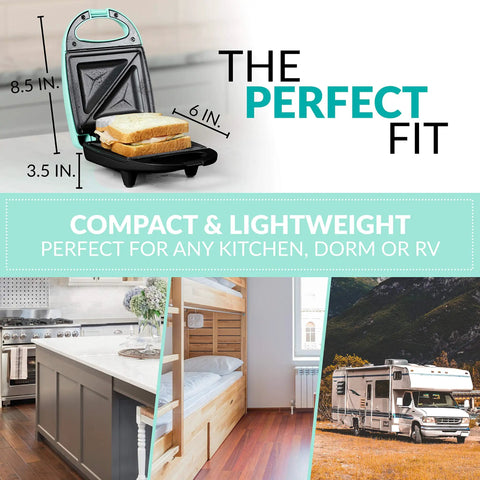 Chill Mint Green MyMini Personal Sandwich Maker Panini Press, compact size, perfect for dorms and small kitchens.
