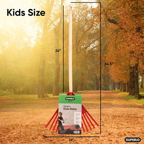 Pack Of 12 Kids Rakes With Hardwood Handles And Durable Plastic Heads For Leaf Cleanup In The Yard 34 Inch Red