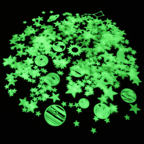Huge 500 Piece Glow In The Dark Ceiling Stars Set With Sun Moon Earth Planets And Big Dipper for Kids Room Nighttime Fun