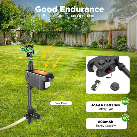 Solar Motion Activated Sprinkler With 270 Degree Adjustable Coverage, Infrared Sensor Deterrent For Gardens And Lawns setup