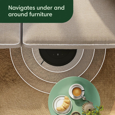 Roomba Vac Robot Vacuum With Power Suction, 3-Stage Cleaning for Carpet and Hard Floors, shown navigating under furniture.