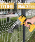 Beast Mode Cordless Metal Shears For Quick Sheet Metal Cuts with 600W Brushless Motor cutting a fence, compatible with 20V Max Battery.