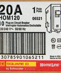 10 Pack HOM120 Plug On Circuit Breakers One Pole 20 Amp 120 240 Volt For Home Electrical Panels Replacement Safety UL Listed Easy Mount Thermal Magnetic Trip Ideal For Retrofit And New Installations Beefy Durable Build, boxed