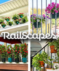 Floating Railing Plant Clip for 1/2 To 3/4 Inch Narrow Spindle on balconies with flowers in pots, tool-free, rust-resistant steel.