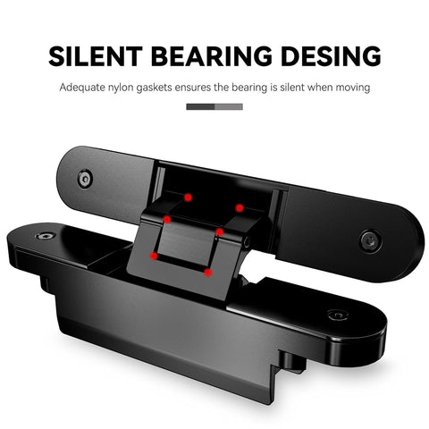 Hidden Door Hinge Kit For Secret Doors With 3 Way Adjustable Concealed Hinges, Zinc Alloy, Black Finish, silent bearing design