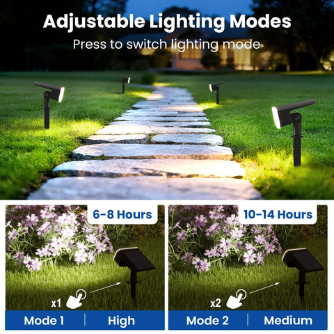 Hella Bright Solar Spotlights Outdoor Waterproof Cool White Landscape Lighting With High And Low Dual Modes Slick Weather Resistant Design That Really Stands Out Top Shelf 4 Pack Bundle