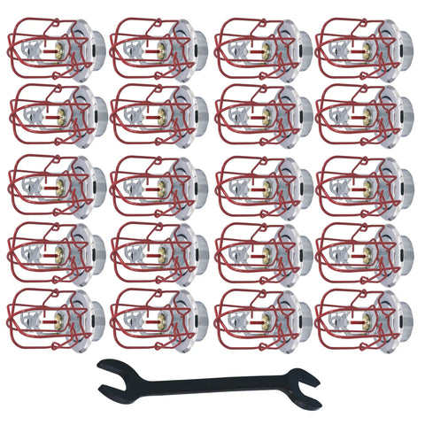 Top Shelf Chrome Fire Sprinkler Head Horizontal Sidewall Spray Kit features heavy duty wrench and protective head guard, 20 units.