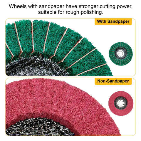 All In One 10-Piece 4.5 Inch Metal Polishing Kit with sandpaper and non-sandpaper flap discs for angle grinders.