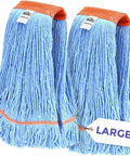 Top Shelf Commercial Loop End Wet Mop Head Refill 2 Pack 20 Inch Large Blue 4 Ply Synthetic Yarn for heavy duty cleaning