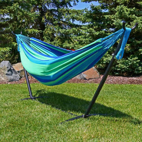 Two Person Double Brazilian Cotton Outdoor Hammock With 450 Pound Capacity, 115 Inch Long Rope Hammock For Backyard Patio And Camping