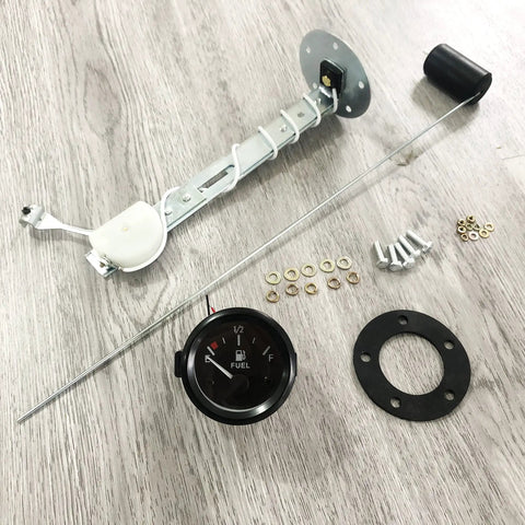 52mm Fuel Level Gauge Kit With Tank Sending Unit for Boats, RVs, and Marine Equipment, 12V Universal Water and Fuel Sender, 2-Inch Gauge Meter, Plug-And-Play Rugged Marine Sensor for Accurate Fuel Readings, black fuel gauge and sender kit