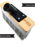 Deck Boss 7 Inch Deck Stain Brush Applicator showing brush head and handle for wood concrete and composite coatings.