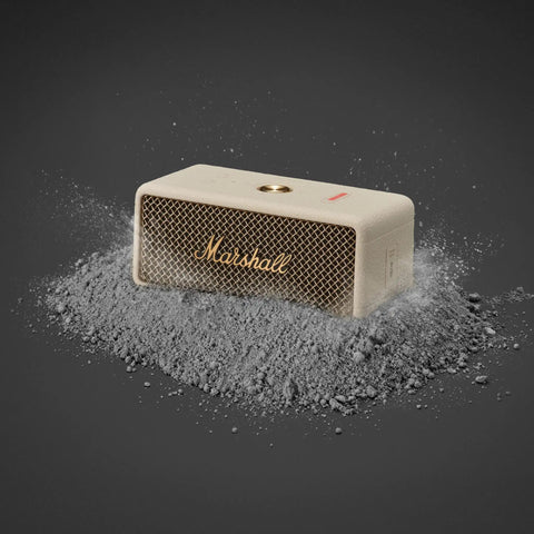 Emberton III Portable Bluetooth Speaker with Rugged Waterproof Build and Dust Proof Design Loud Stereo Sound and Deep Bass; cream color.