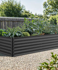 Galvanized Raised Garden Bed Kit 8x4x2 Ft Large Metal Planter Box With Gloves Safety Rubber and Support Rods for No Sweat Setup Outdoor Garden Bed for Vegetables and Flowers Black, installed
