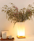 Vase Table Lamp With Frosted Glass Shade And Wood Base Dimmable 3 Color LED Bedside Light USB Charge Artistic Vase Lamp For Bedroom Decor DIY Petals To Create Cozy Vibe