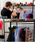 Before and after closet makeover with Heavy Duty Plastic Clothes Hangers Set Of 12 For Wardrobe Organization Space Saving Crystal Clear Hangers