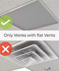 Square 24x24 Office Vent Cover 4 Pack, Adjustable Ceiling Air Deflector, suitable for flat vents only, shown on drop ceiling