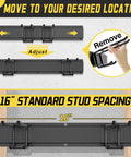 Garage Wall Organizer Kit 15 Pack Heavy Duty Tool Mounts With 675 Pound Capacity 48 Inch Tool Rack adjustable installation