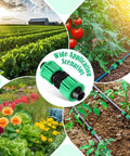 Drip Irrigation Coupling Kit With 50 Universal Five Eighth Inch Connectors And Tubing Trimming Shears For DIY Garden Irrigation Systems, Fits Most 16 To 17mm Tubing, UV Resistant Durable Plastic Fittings in various garden settings