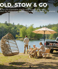 All-Weather Hanging Egg Chair No Stand With 350 Lb Capacity near picnic area by lake