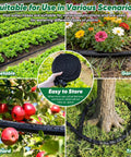 Soaker Hose 50 Ft Half Inch Linkable Garden Drip Irrigation System used in vegetable garden, flowerbed, orchard, and around tree.