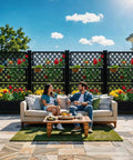 Outdoor Planter Boxes With Trellis Two Pack Resin Raised Garden Beds On Wheels With Drain Plugs 61 Inch Tall Weatherproof Privacy