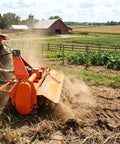 45-Inch 3 Point Hitch Rotary Tiller For Tractors 20-30HP Cat 1, 540 RPM PTO Driven Cultivator working in farm field