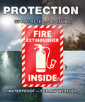 Fire Extinguisher Inside Sticker 4x6 Inch Reflective High Visibility Engineer Grade Vinyl Safety Label with red and white design